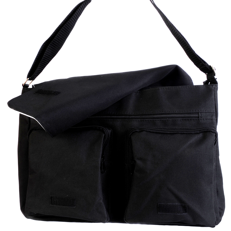 Abstract 3D Wave Black Large Messenger School Bag